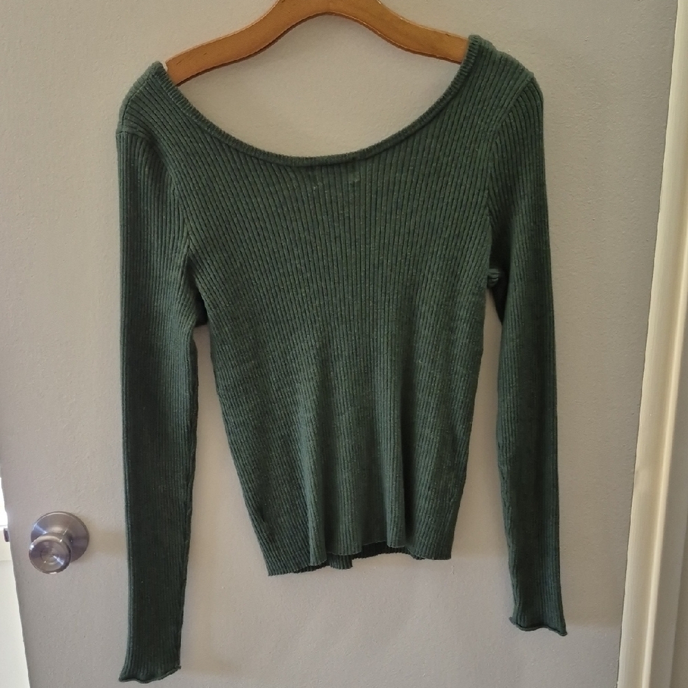 Universal Thread Forest Green Ribbed Sweater - Picture 3 of 4